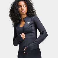 New Balance Femmes Logo Chandail à  manches longues zippé / Noir