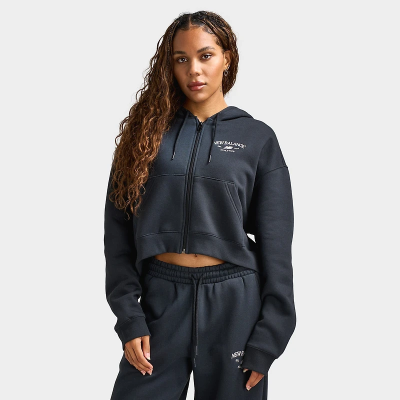 New Balance Athletic Crop Fullzip Hoodie / Black