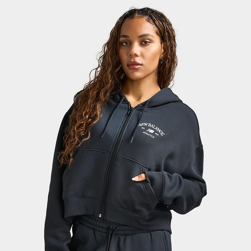 New Balance Athletic Crop Fullzip Hoodie / Black