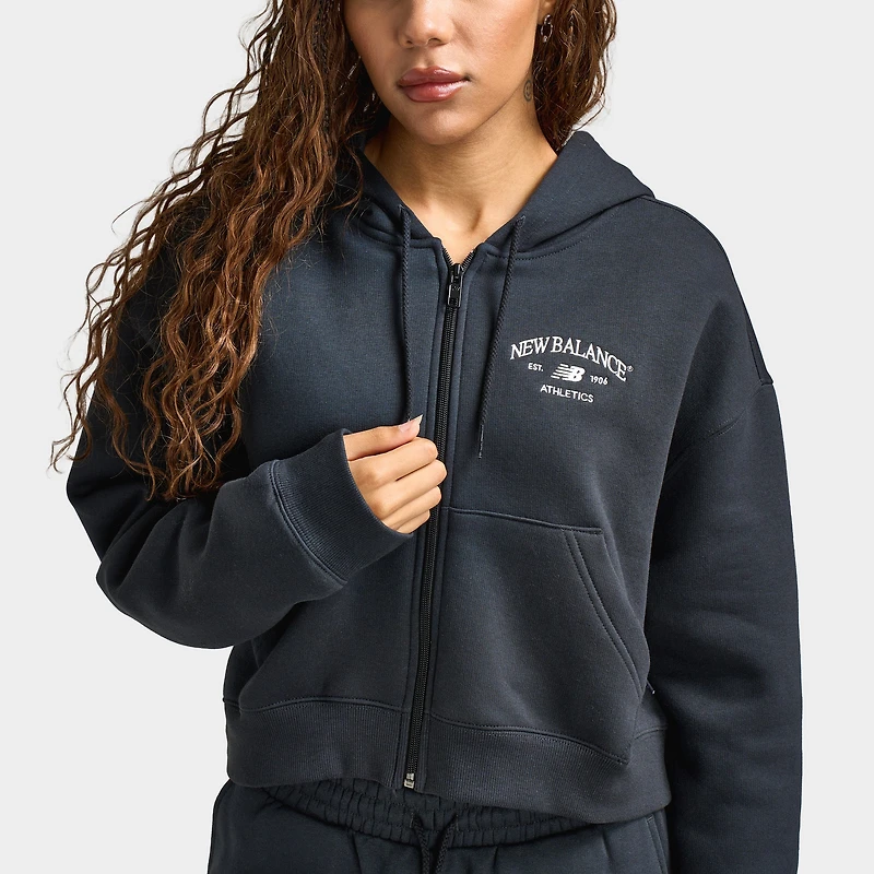 New Balance Athletic Crop Fullzip Hoodie / Black