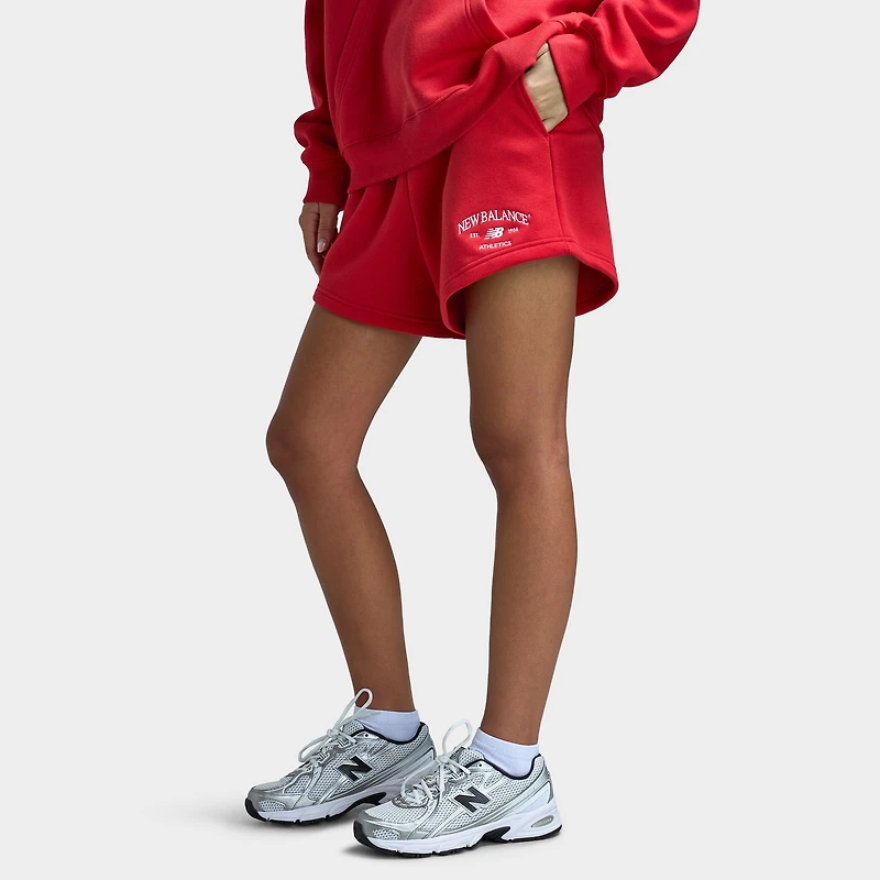 New Balance Women's Athletic Fleece Shorts / Red