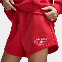 New Balance Women's Athletic Fleece Shorts / Red