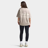 New Balance Women's Script Graphic Boyfriend T-Shirt / Brown