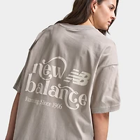 New Balance Femmes T-shirt Boyfriend Imprimé Graphique / Brun