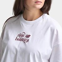 New Balance Femmes T-shirt Boyfriend Imprimé Graphique / Blanc