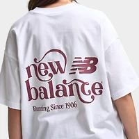 New Balance Femmes T-shirt Boyfriend Imprimé Graphique / Blanc