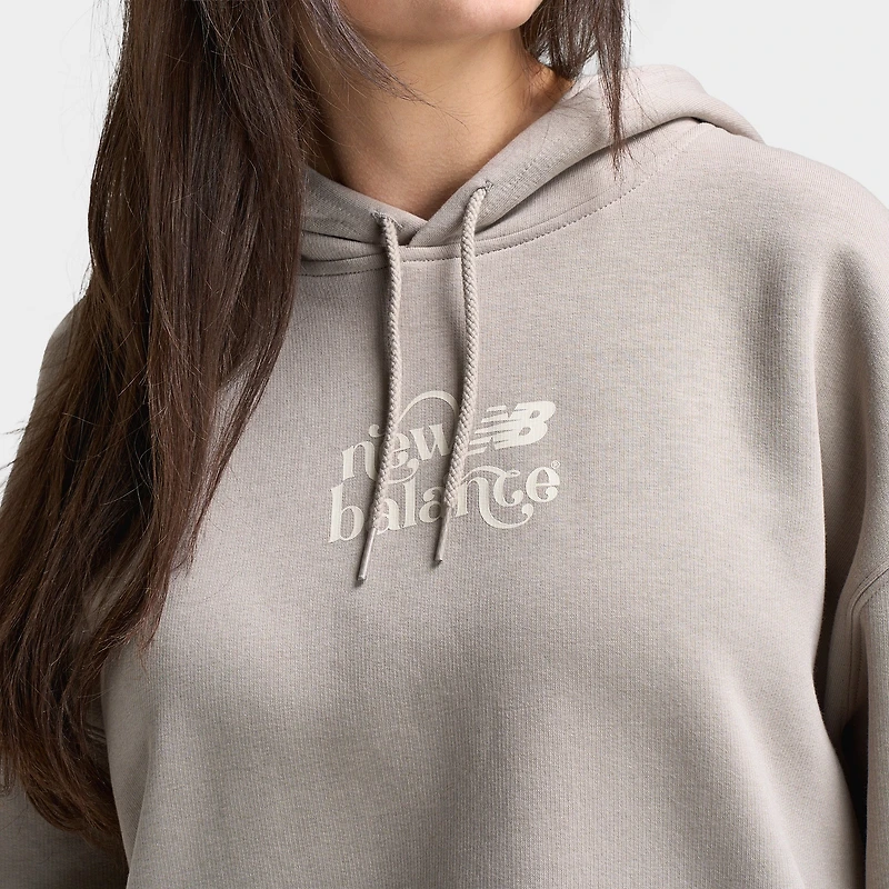 New Balance Femmes Chandail à Capuchon Motif Graphique / Brun