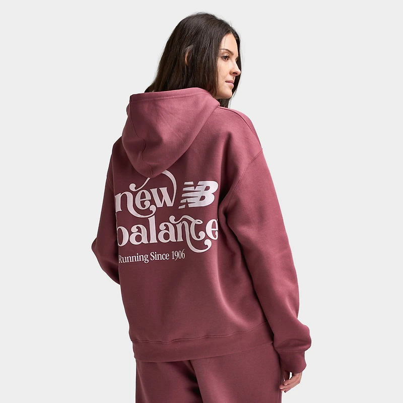 New Balance Femmes Chandail à Capuchon Motif Graphique / Rouge