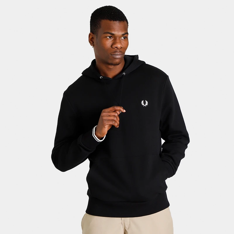 Fred Perry Tipped Pullover Hoodie / Black