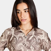 Pink Soda Women's Swirl Quarter Zip Fitness Shirt Fossil / Light Taupe - Sandshell