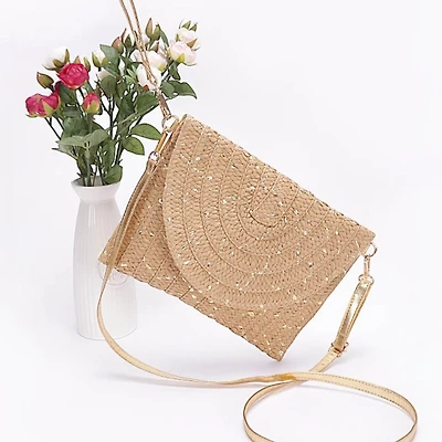 90023 Metallic Straw Clutch