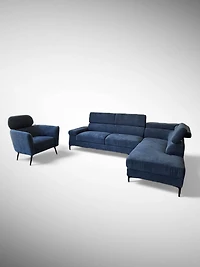 Elena Sofa Set 2PCS- Denim Blue