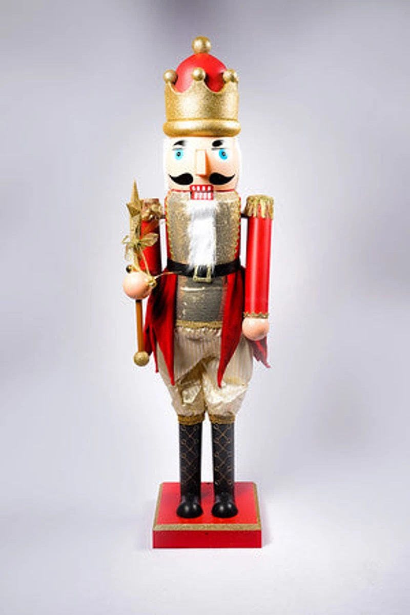64" Plastic Collapsible Nutcracker w/movement &Music w/UL plug-Red/Gold