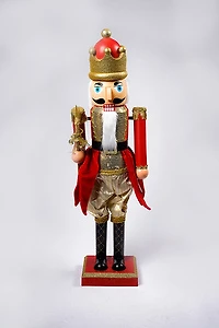 44" Plastic Collapsible Nutcracker w/movement &Music w/UL plug-Red/Gold