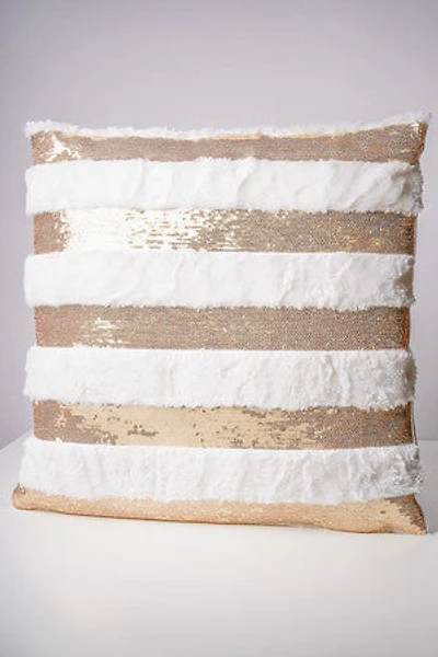 18" x 18" Gold White Sequin Cushion