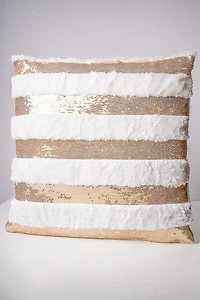 18" x 18" Gold White Sequin Cushion