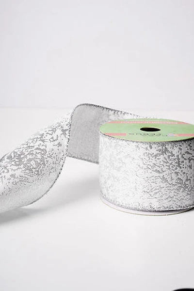 2.5" 25 FT White Silver Ribbon