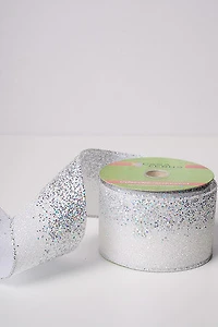 2.5" 25 FT Silver Chunky and White Ribbon