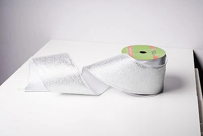 4"x 25 FT Silver Burlap Ribbon