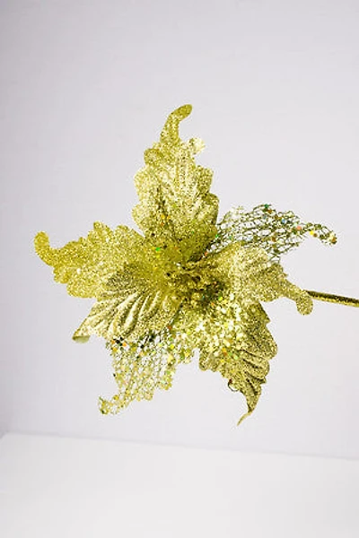 14" Poinsettia Glitter Net Green/Green