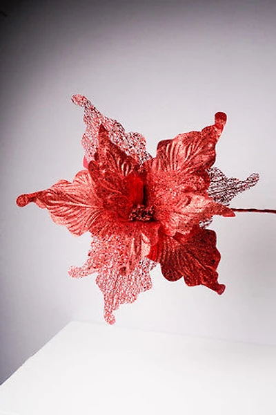 10" Poinsettia Glitter Net Red/Red