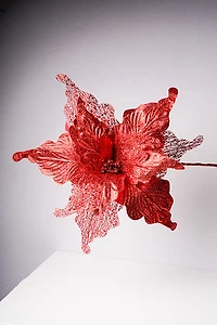 10" Poinsettia Glitter Net Red/Red