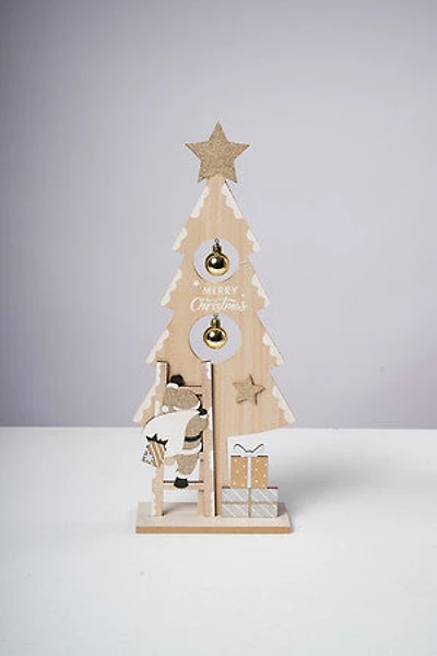 20" Santa On Tree Gold/White
