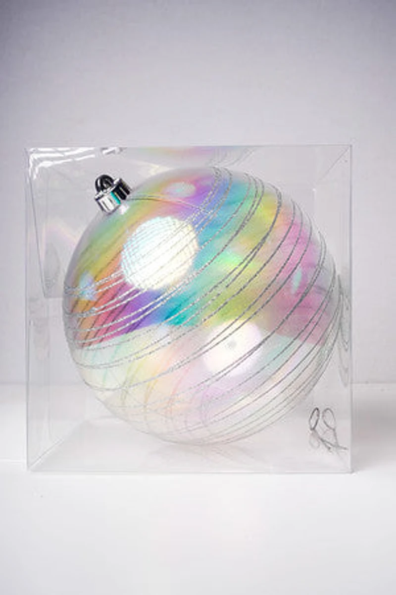 8" Irid Ball w/Silver Stripe