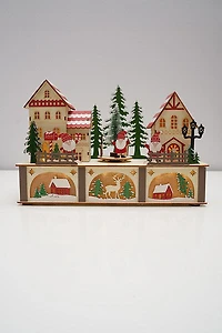 8" Wooden House W/Lights in Box