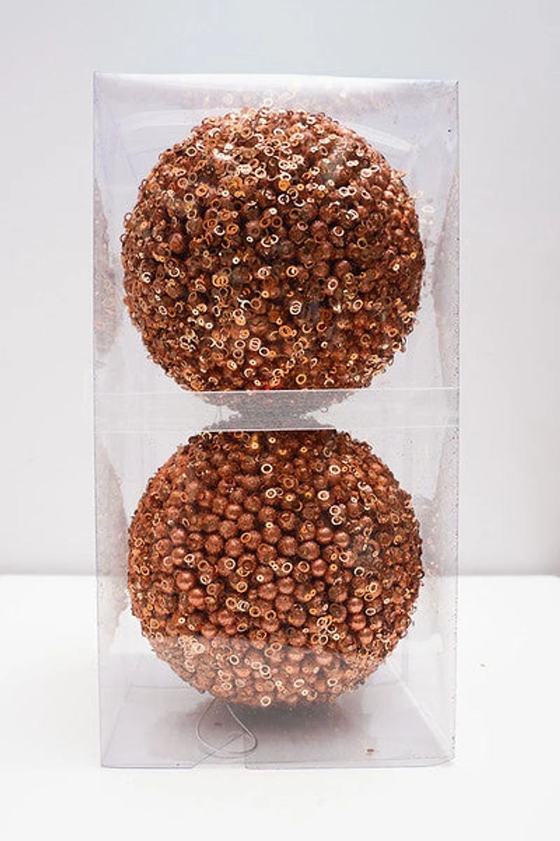 6" Glittered Ball Copper 2pcs