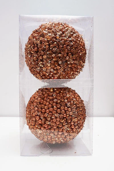 6" Glittered Ball Copper 2pcs