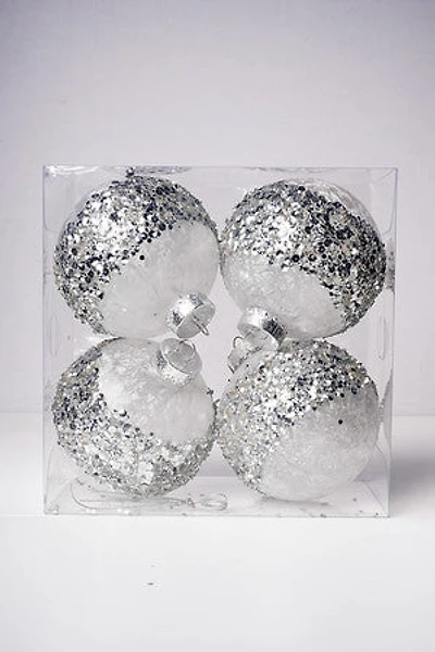 3" Ball w/Feather Silver Sequins