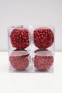4" Glittered Ball Red
