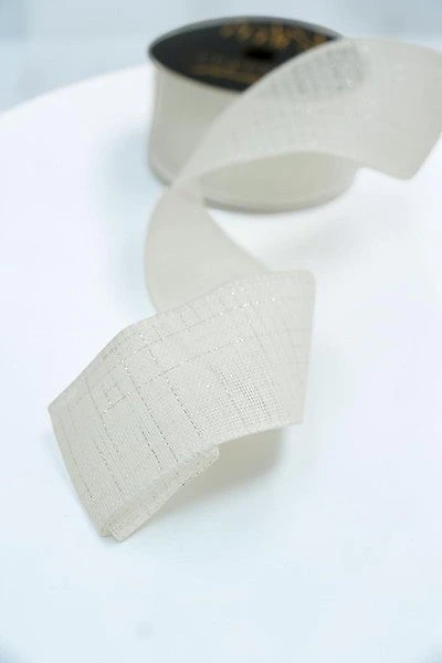 4" x 25 FT Ribbon White/Silver Stripes