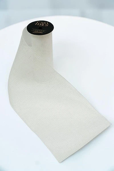 12" x 25 FT Ribbon White/Silver Stripes