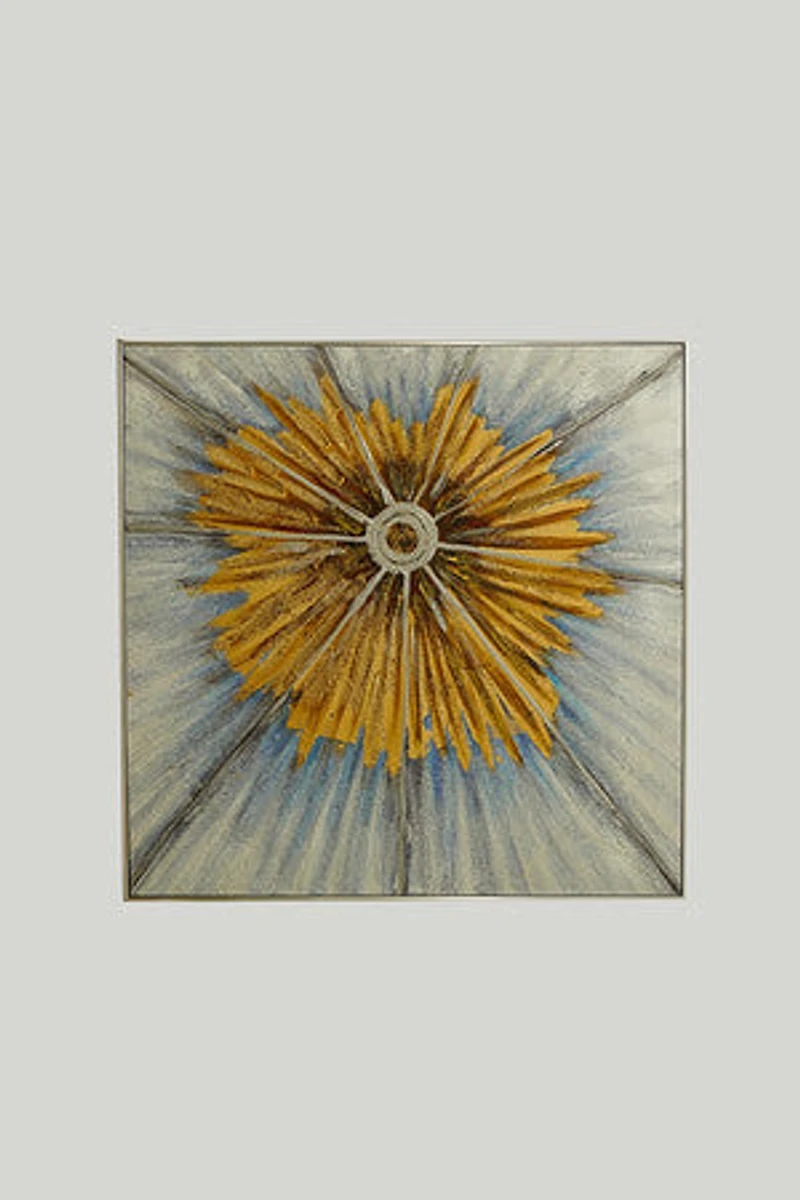 39" X 39"STAR II GOLD FOIL W/ALUMINIUM SILVER FRAME