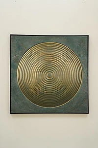 32" X 32" BRONCE CIRCLE GOLD FOIL/ BLACK FRAME