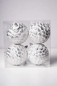 4" Silver Pinecone w/Frosted White Ball
