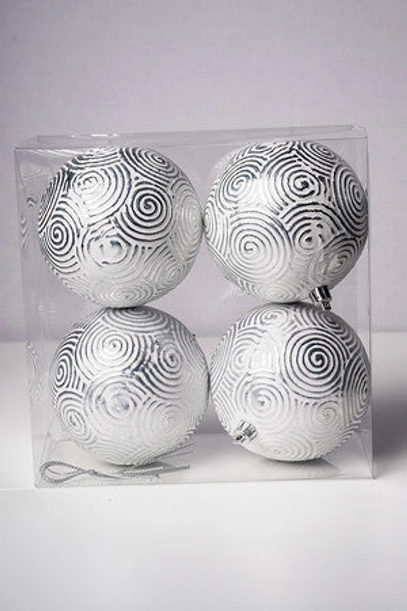 3" Cream Silver Ball