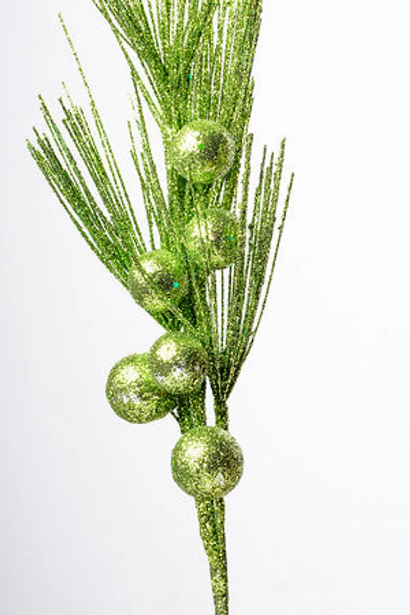 20" Glittered Pine Spray Green