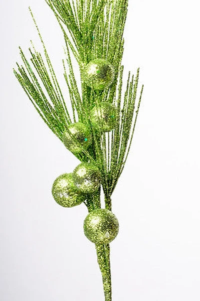 20"  Glittered Pine Spray Green