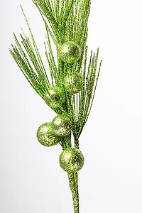 20"  Glittered Pine Spray Green
