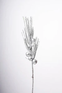 20"  Glittered Pine Spray Silver