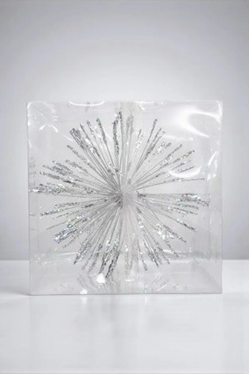 12" Sputnik Glittered Ball - Silver