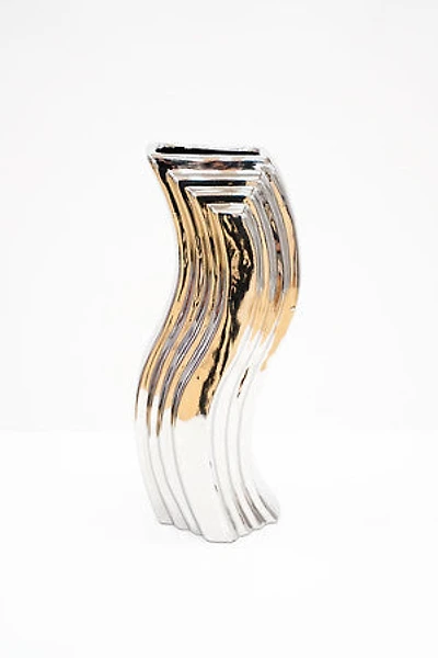 16"  Titanium Silver Vase