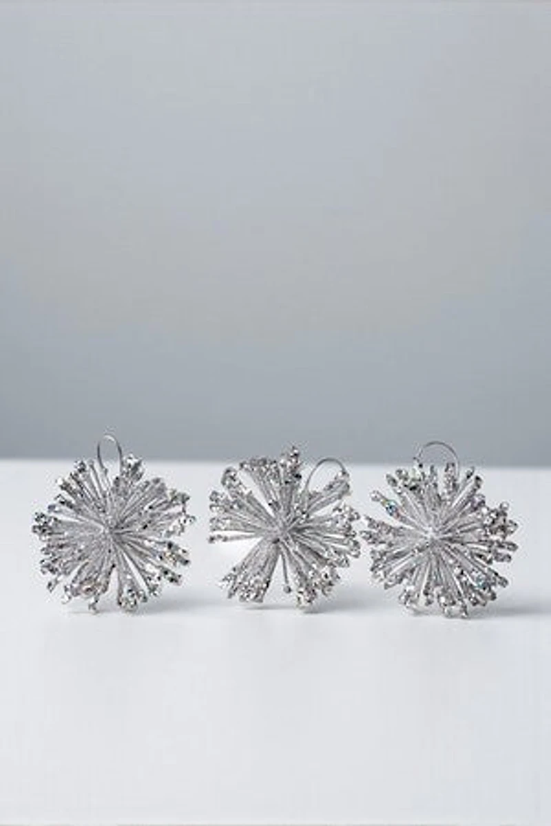 5" Sputnik Glittered Ball - Silver