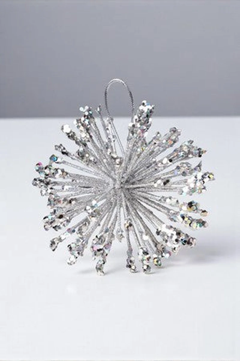 4"Sputnik Glittered Ball - Silver