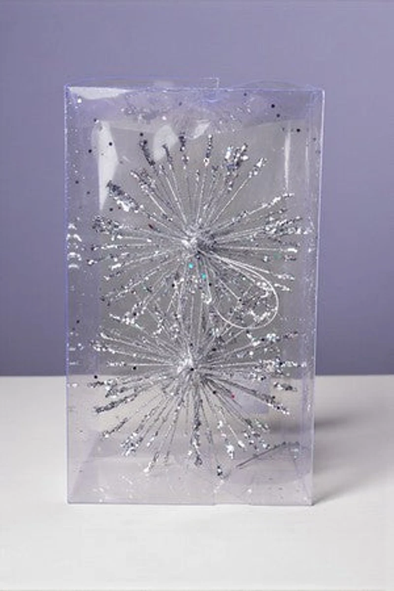 8" Sputnik Glittered Ball - Silver