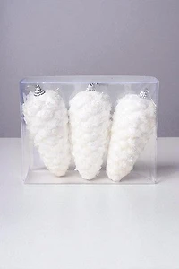 5 1/2" Glittered Pinecone - White Irid