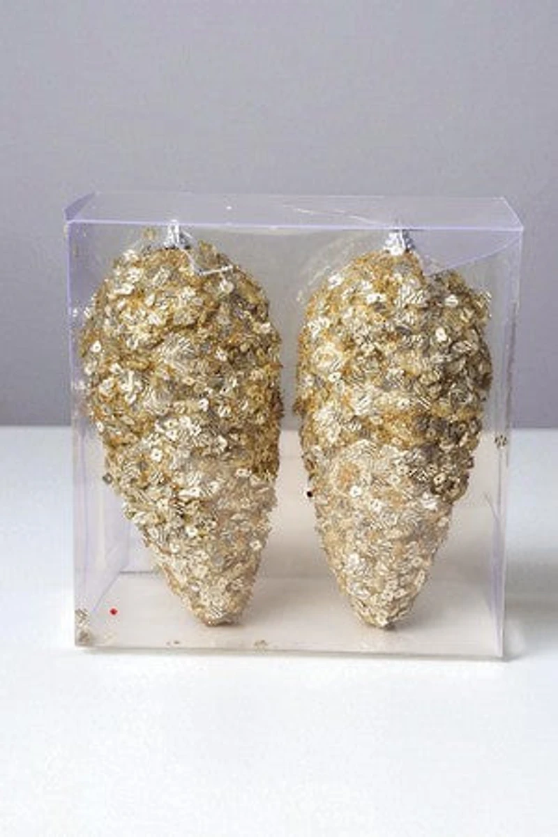 7" Glittered Pinecone
